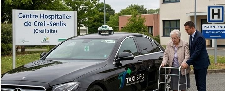 Taxi SBO devant le Centre Hospitalier de Creil-Senlis, site de Creil (60100)